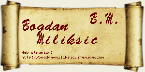 Bogdan Milikšić vizit kartica